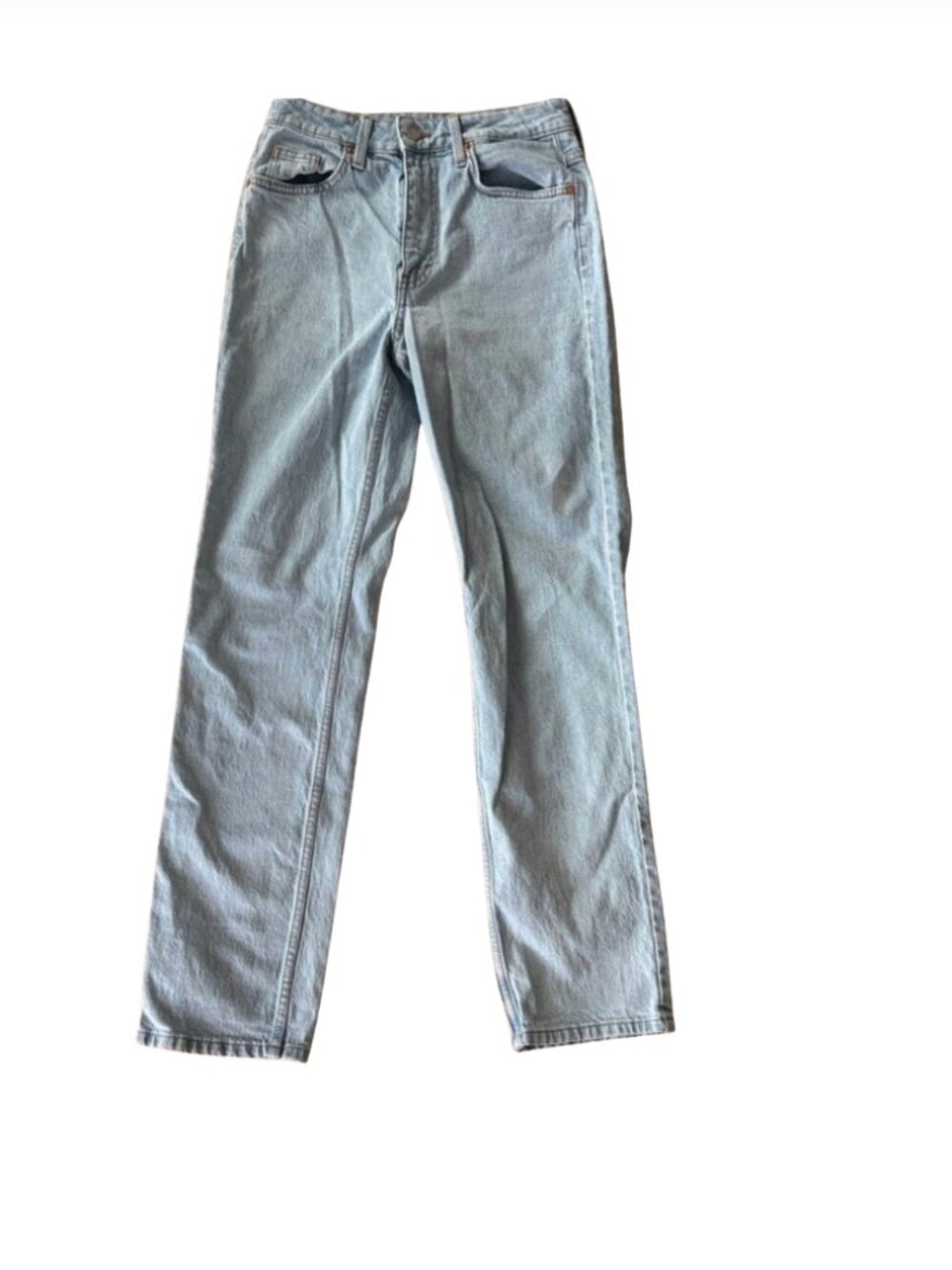 &Denim High Rise Straight Leg Jeans Size 4 Light Wash Classic Blue Denim